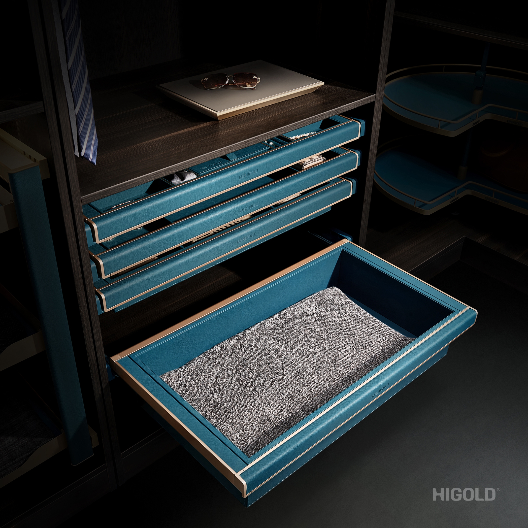 Higold Shallow Leather Basket
